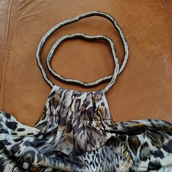 Rachael G. Satin Animal Print Summer Dress, Size M - Picture 11 of 14